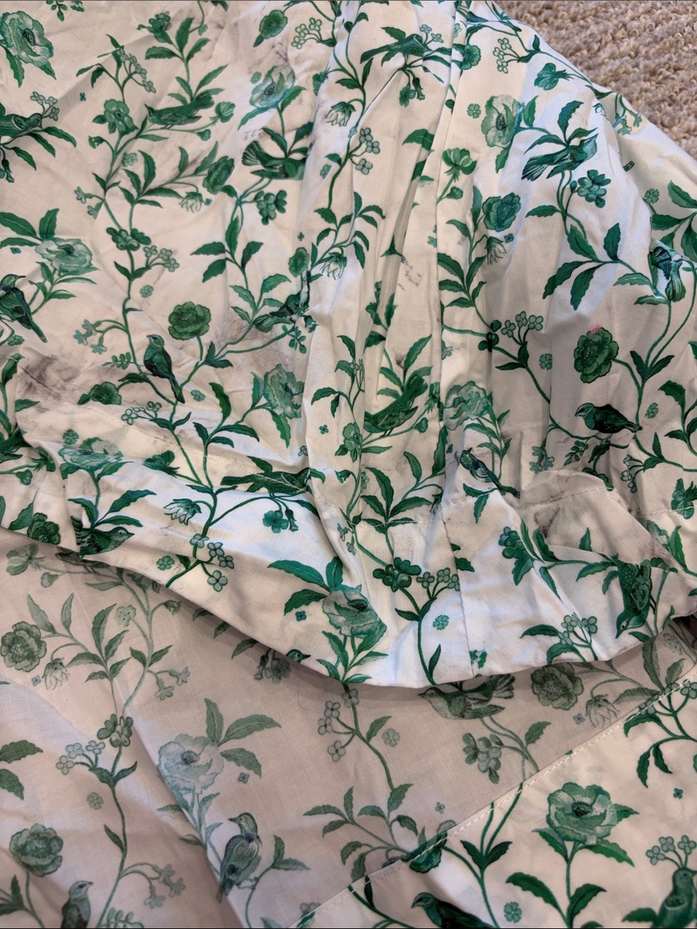 HILL HOUSE HOME X LA COQUETA Women's Green Bird Floral Matilda Dress Size S - Picture 10 of 14